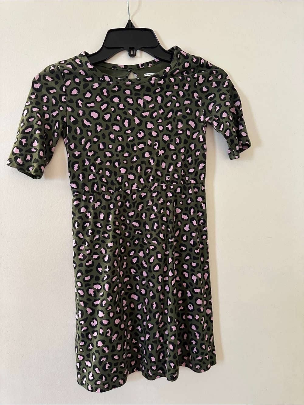 Old Navy Olive Green Dress with Pink Leopard Spots
